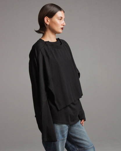 Long Sleeve Black Cotton Tee