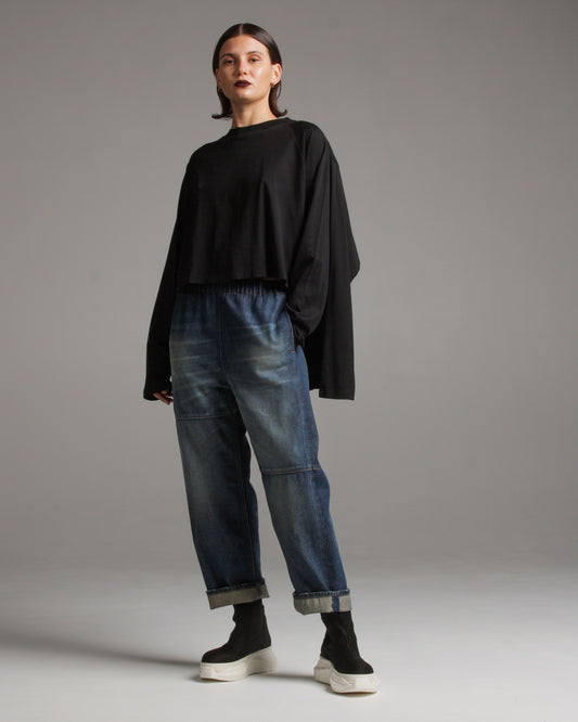 Long Sleeve Black Cotton Tee