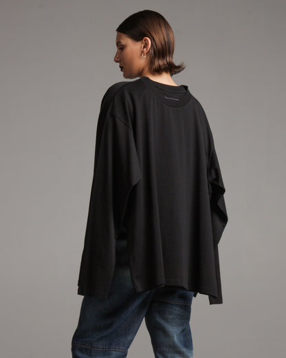 Long Sleeve Black Cotton Tee