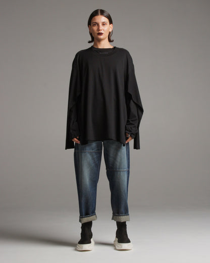 Long Sleeve Black Cotton Tee