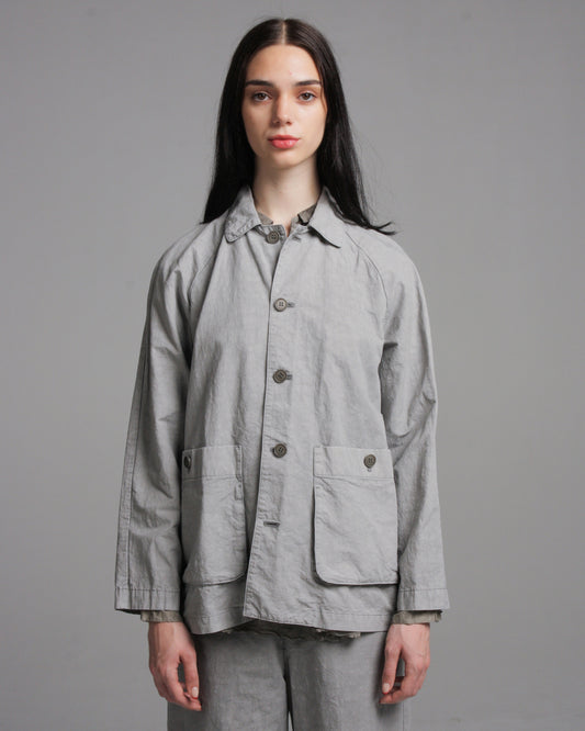 Grey Cotton Linen Raglan Sleeve Jacket