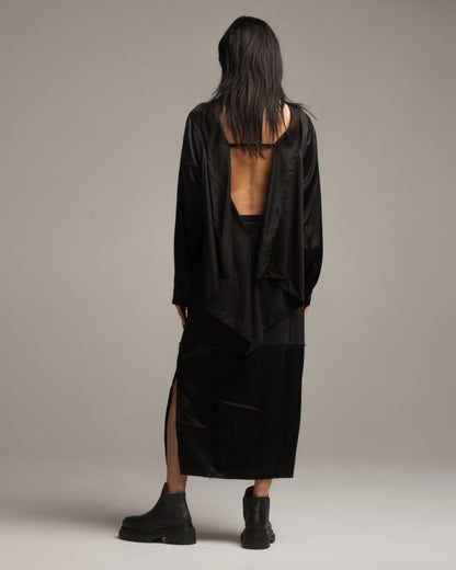 Reversed Draped Longsleeve Blouse