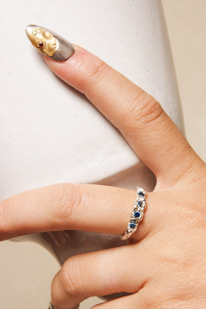 Silver Cirus Ring with Blue Sapphire