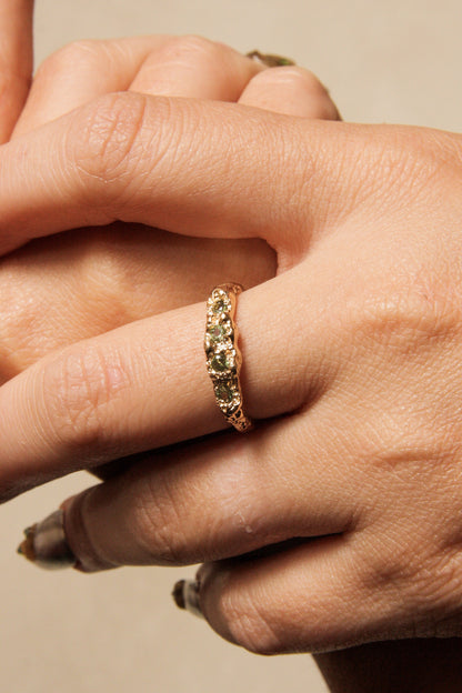 Gold Cirus Ring with Green Sapphire