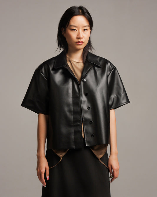 Black Pleather Shirt