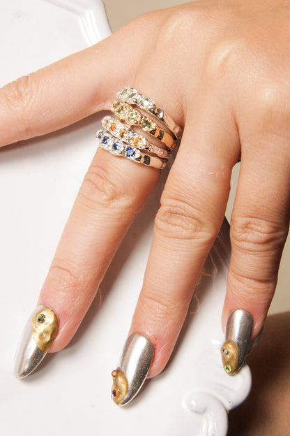 Gold Cirus Ring with Green Sapphire