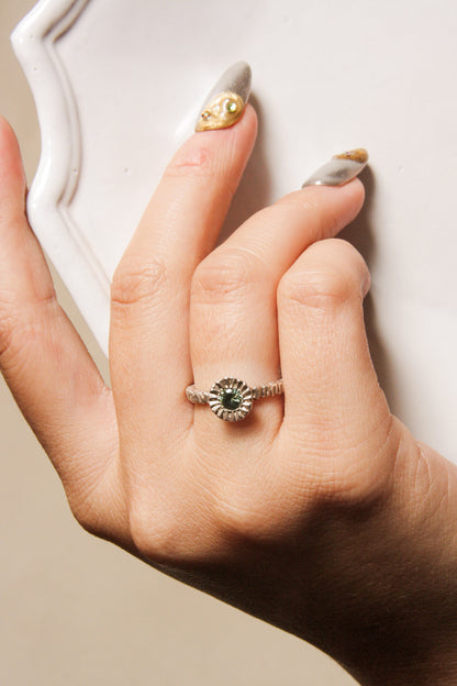 Silver Teeth Ring with Sapphire