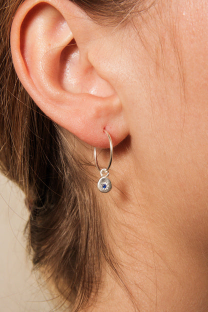 Silver Charm Sleeper with Blue Sapphire