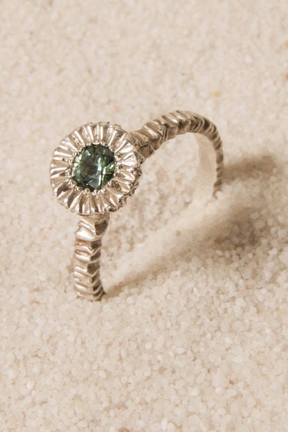 Silver Teeth Ring with Sapphire