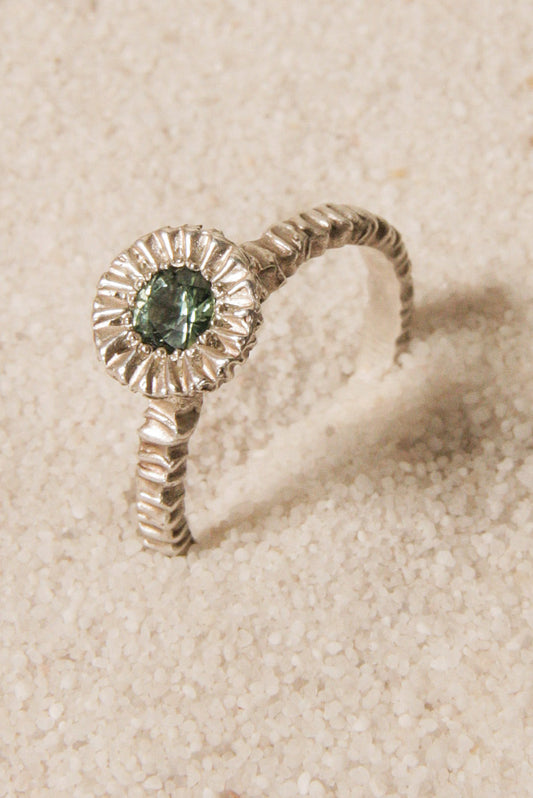 Silver Teeth Ring with Sapphire