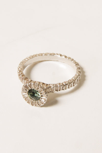 Silver Teeth Ring with Sapphire