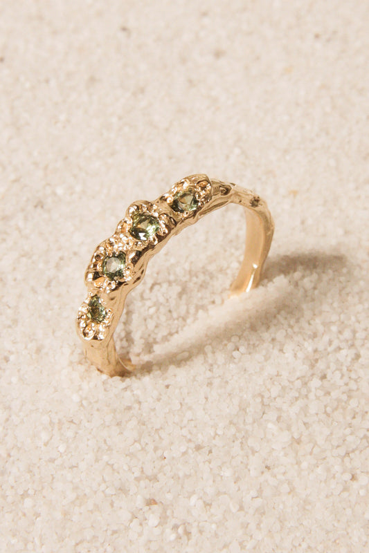 Gold Cirus Ring with Green Sapphire