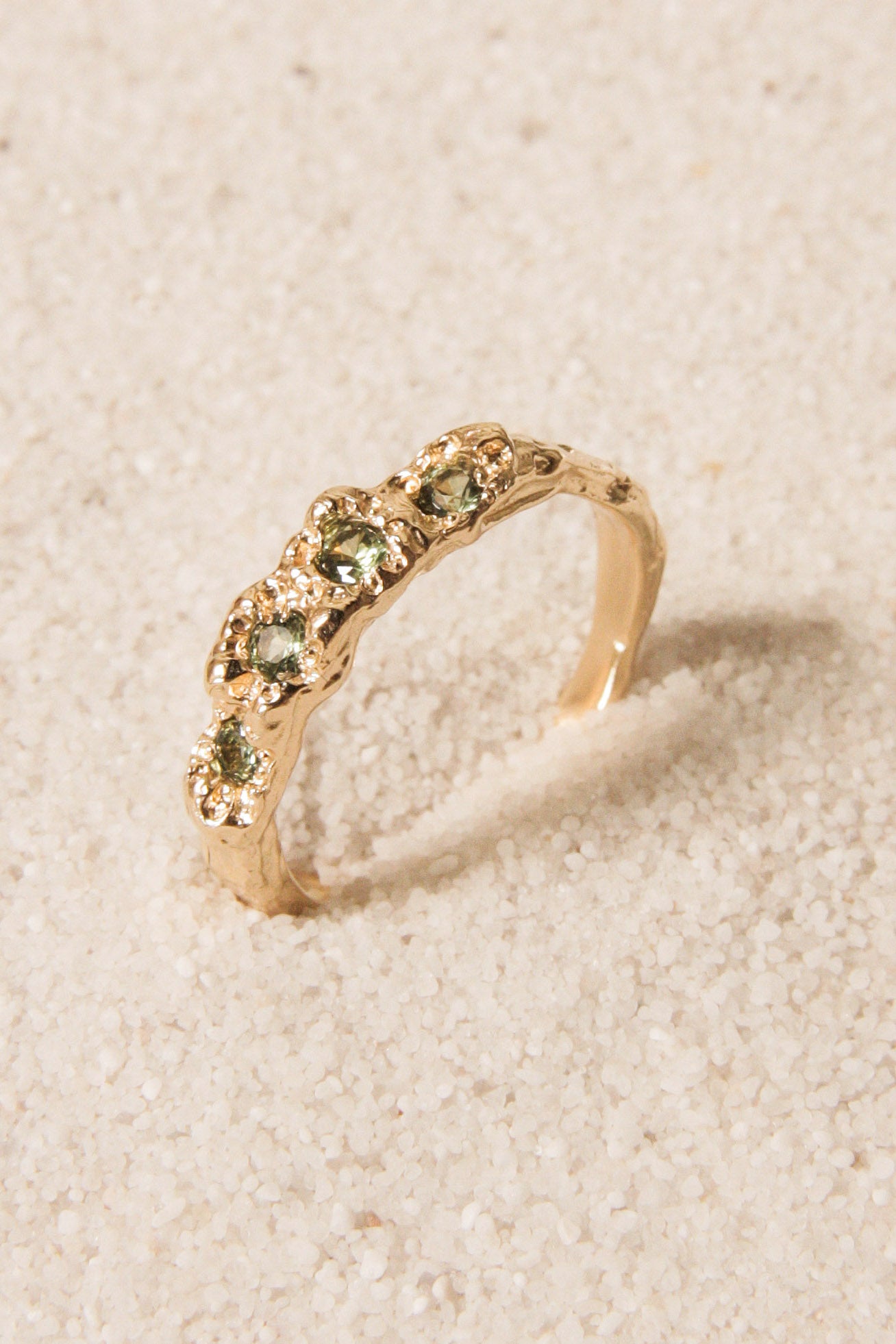 Gold Cirus Ring with Green Sapphire