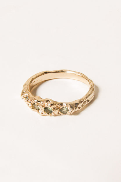 Gold Cirus Ring with Green Sapphire