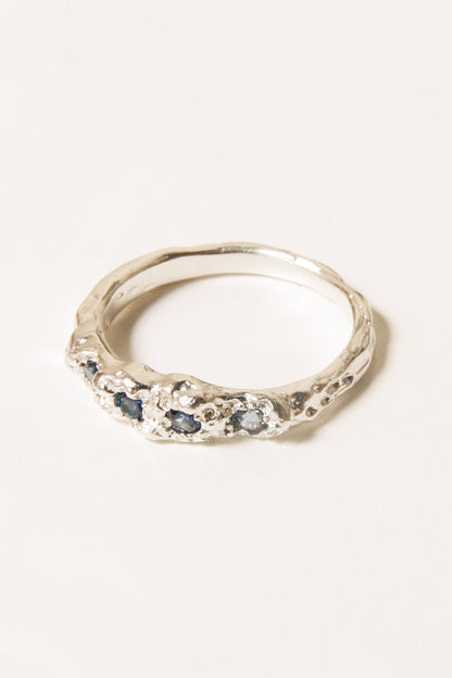 Silver Cirus Ring with Blue Sapphire