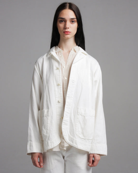 Ivory Cotton Linen Denim Jacket