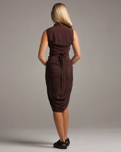 Ox Blood Sleeveless Wrap Dress