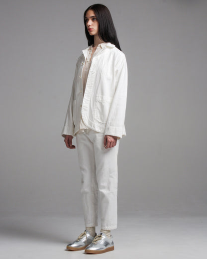 Ivory Cotton Linen Denim Pants