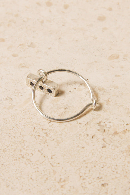 Silver Bedrock Charm Sleeper with Blue Sapphire