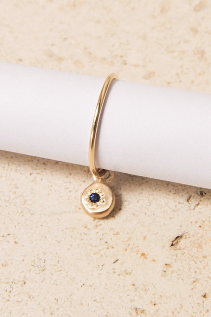 Gold  Charm Sleeper with Sapphire