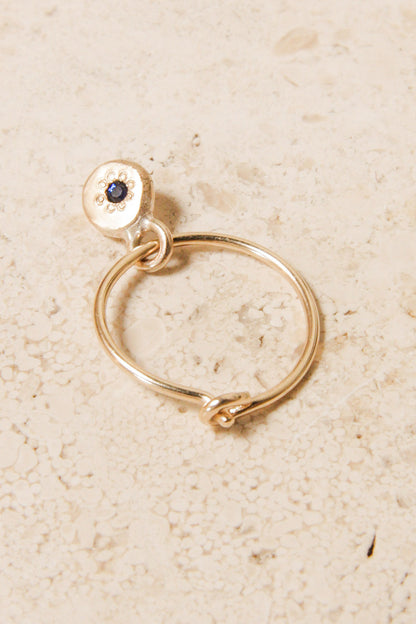 Gold  Charm Sleeper with Sapphire