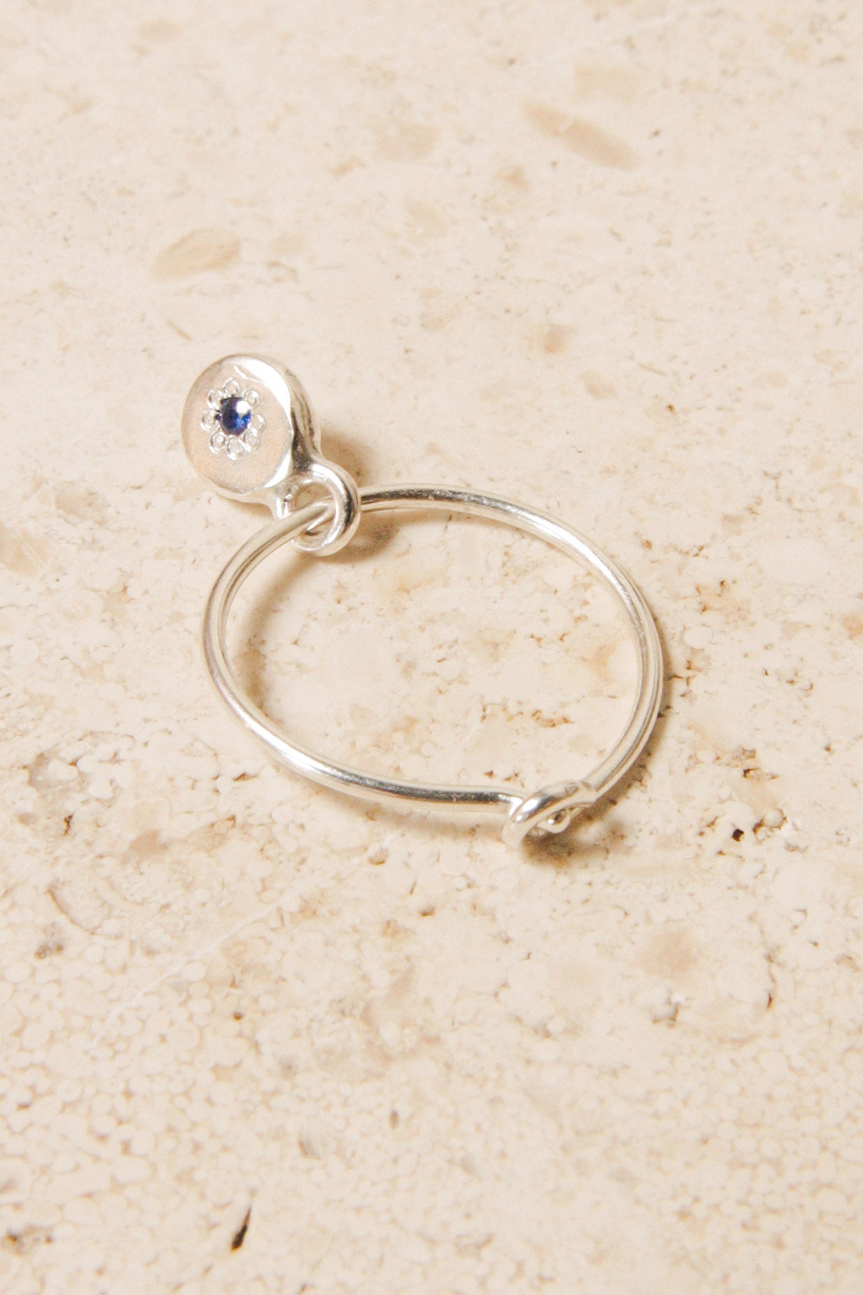 Silver Charm Sleeper with Blue Sapphire