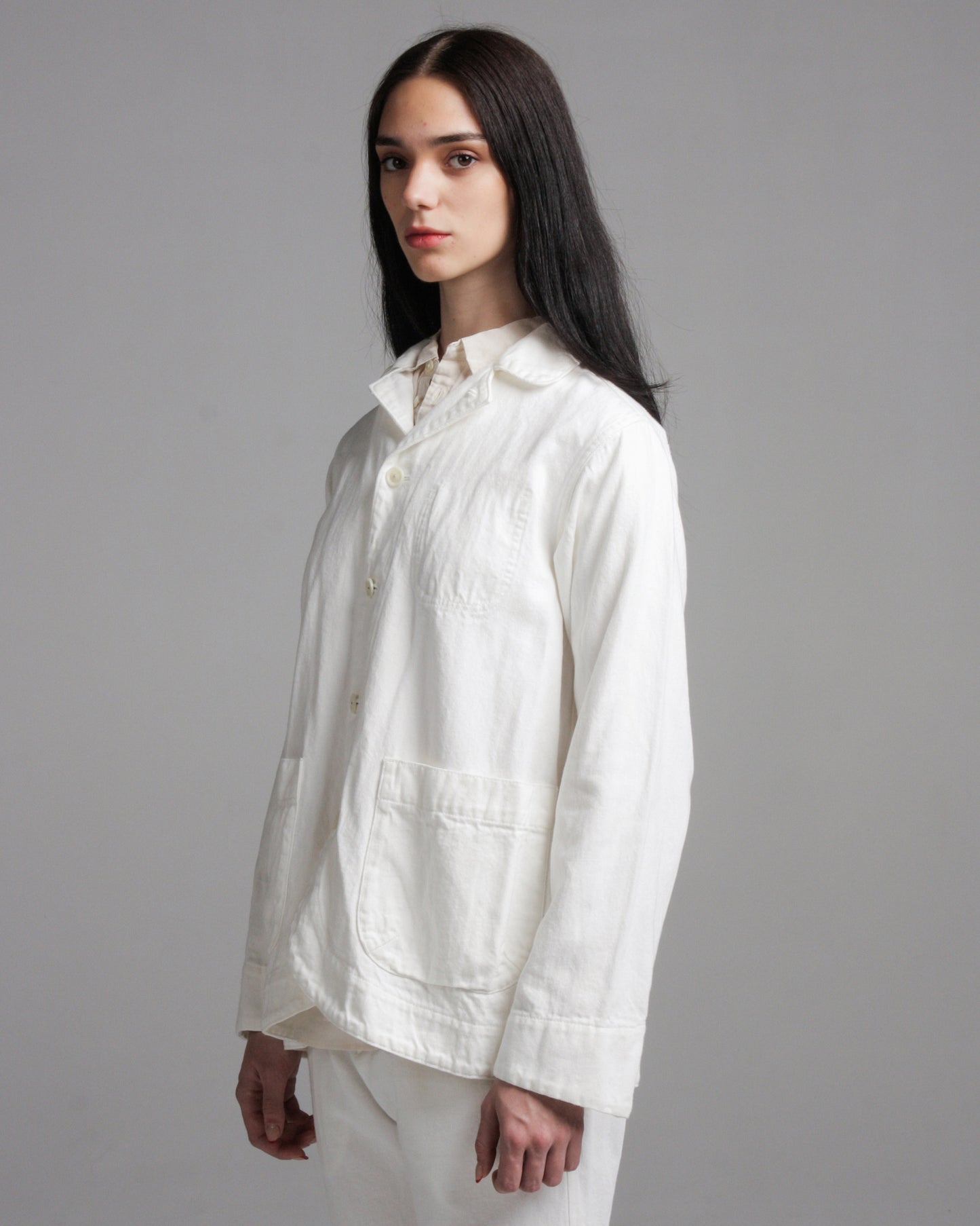 Ivory Cotton Linen Denim Jacket