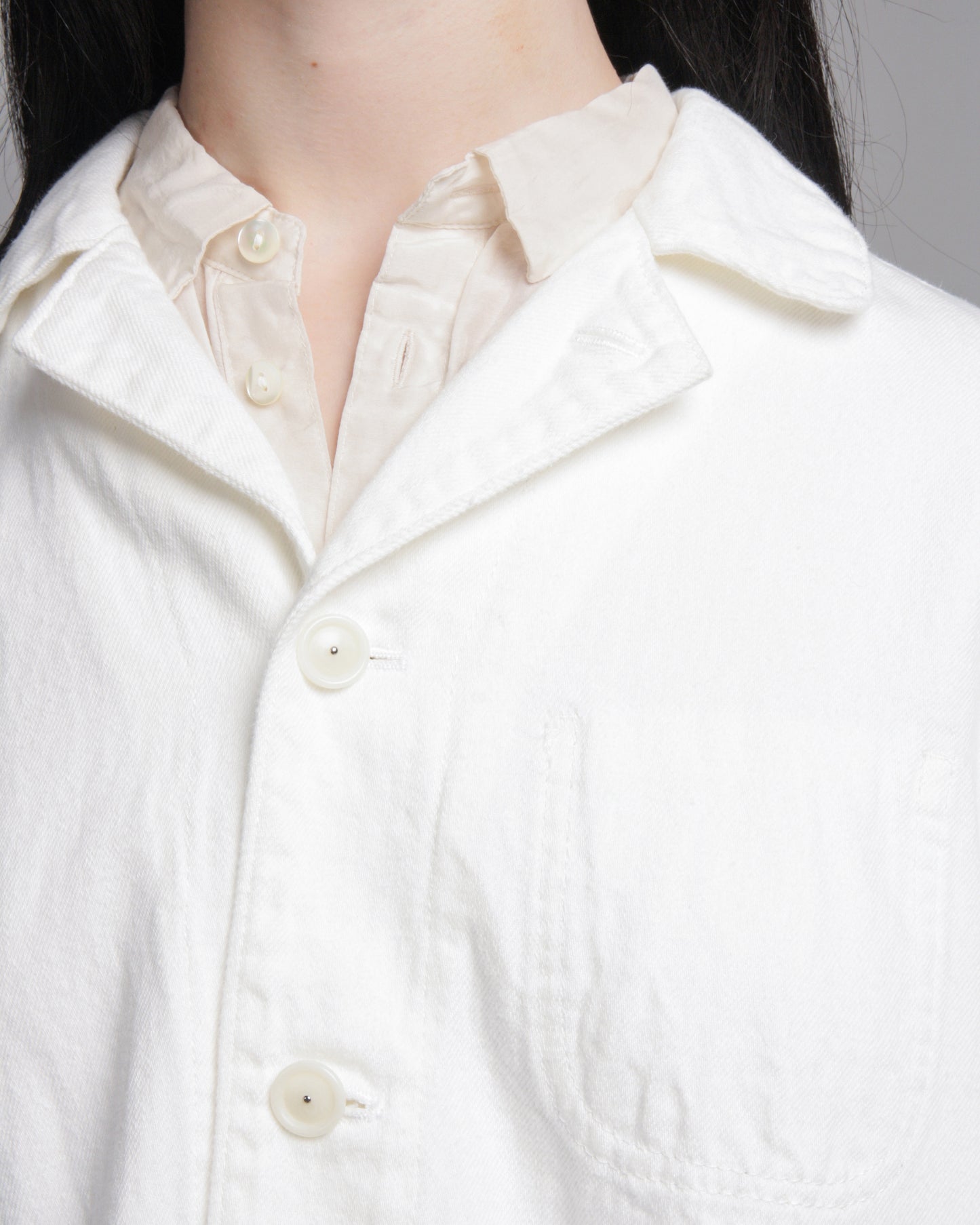 Ivory Cotton Linen Denim Jacket