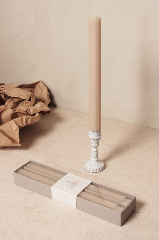 Fancy Taper Candle 10 Inch Parchment