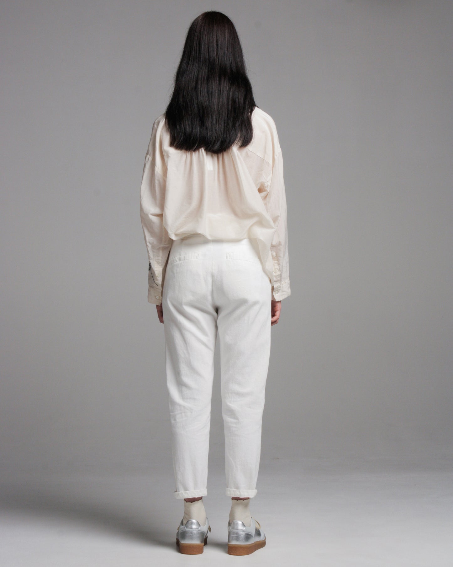 Ivory Cotton Linen Denim Pants