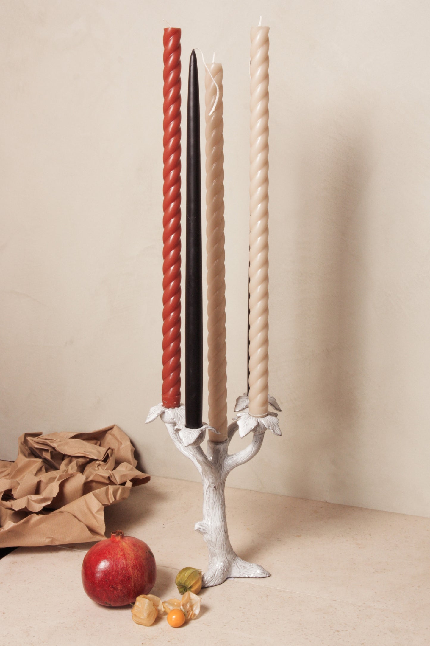 Fancy Taper Candle 18 Inch Clay