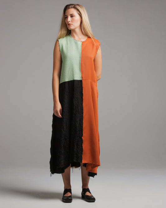 Patchwork Relaxed Sleeveless Dress