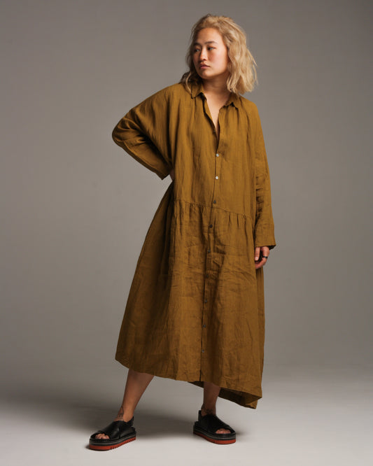 Mustard Relaxed Linen Dress