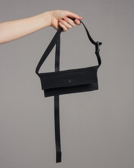 Black Pleated Crossbody Pouch