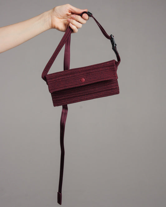 Maroon Pleated Crossbody Pouch