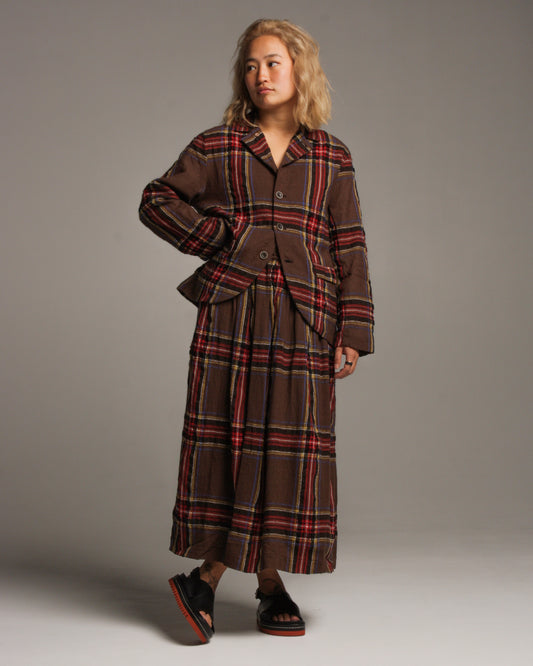 Brown Tartan Wool Skirt