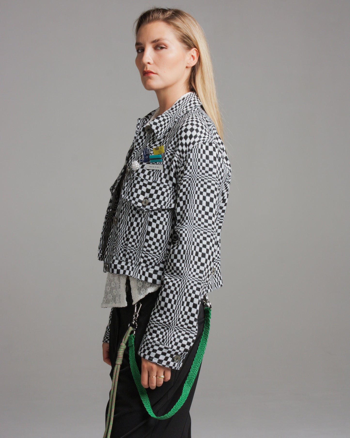 Checkerboard Military Jacket