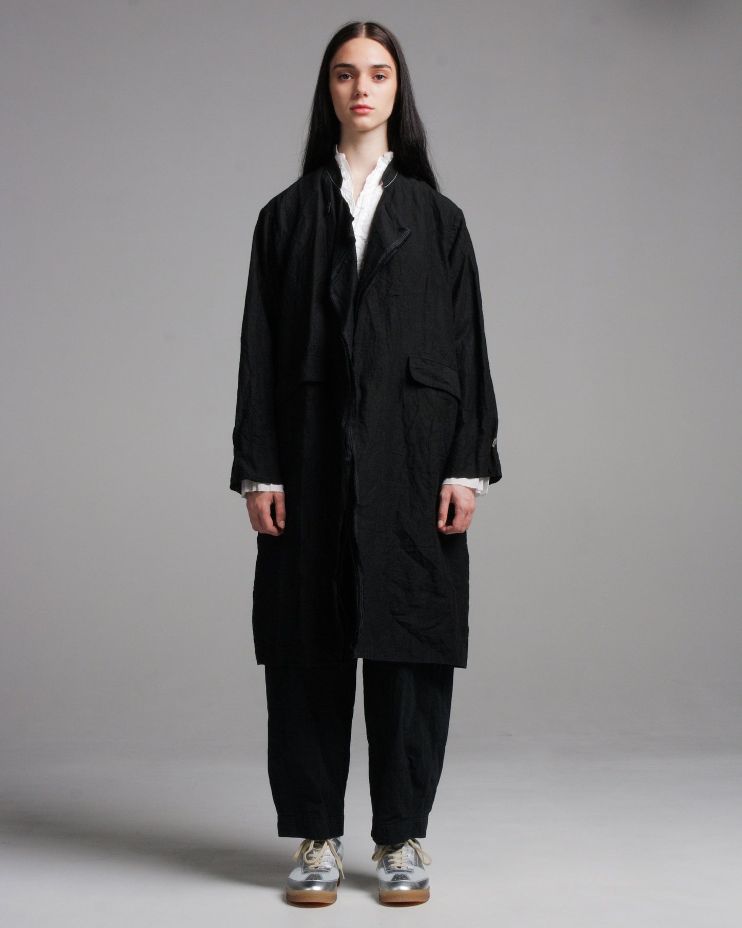 Black Linen Selvedge Coat