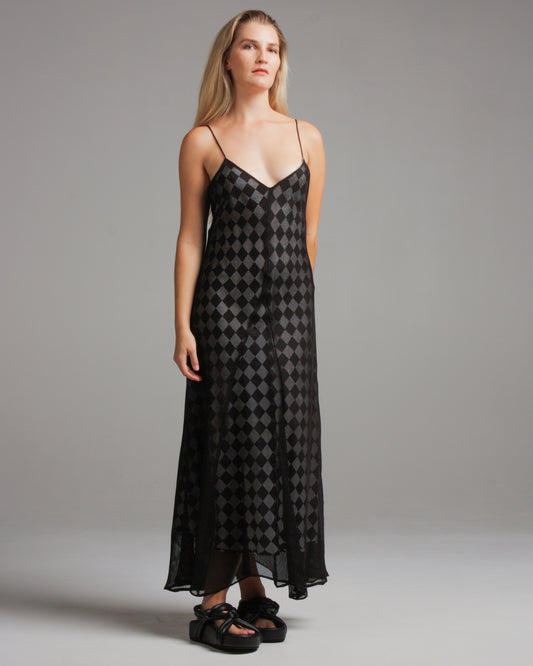 Checkerboard Bias Slip Dress