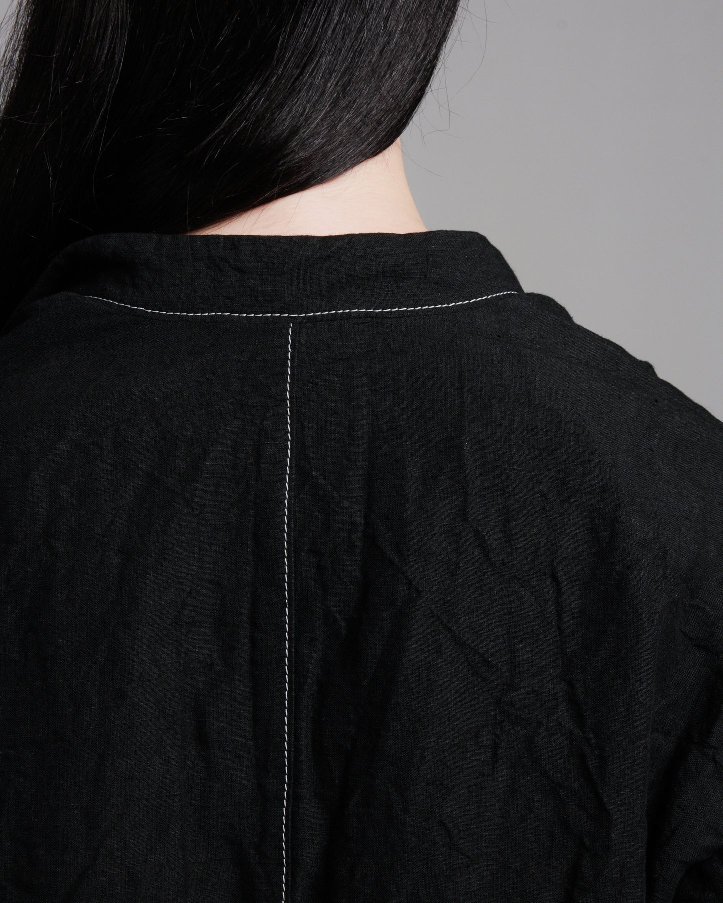 Black Linen Selvedge Coat