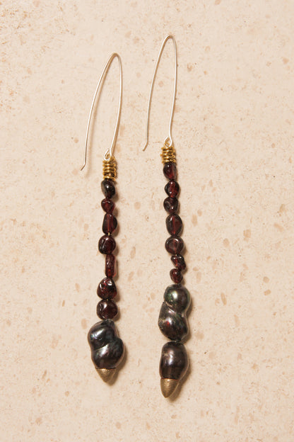 Garnet and Pearl Earrings