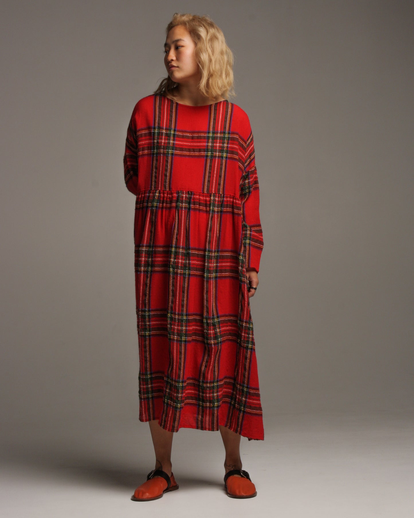 Red Tartan Wool Dress