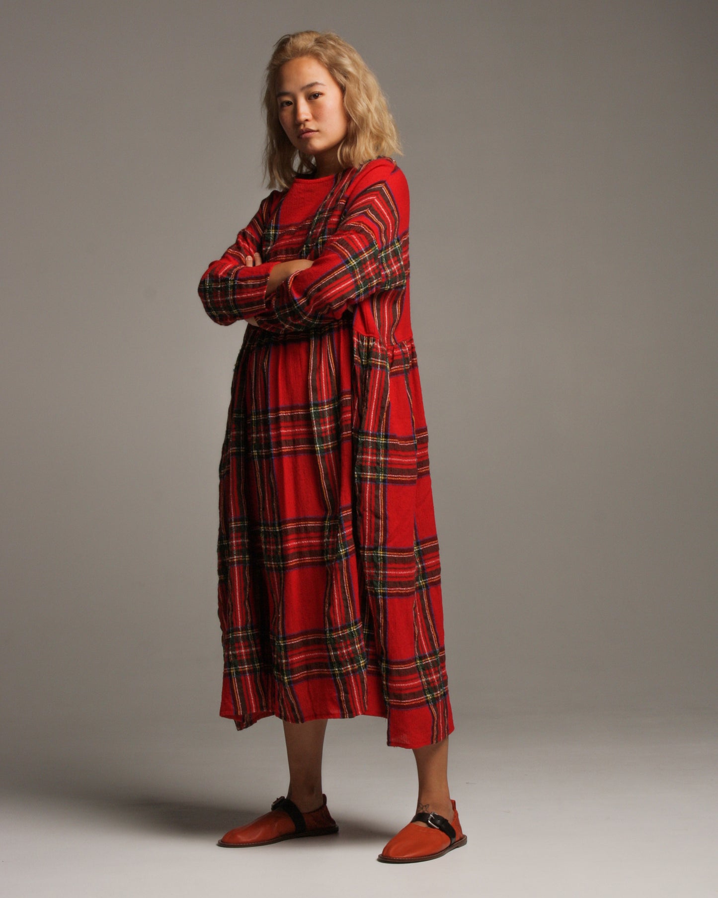 Red Tartan Wool Dress