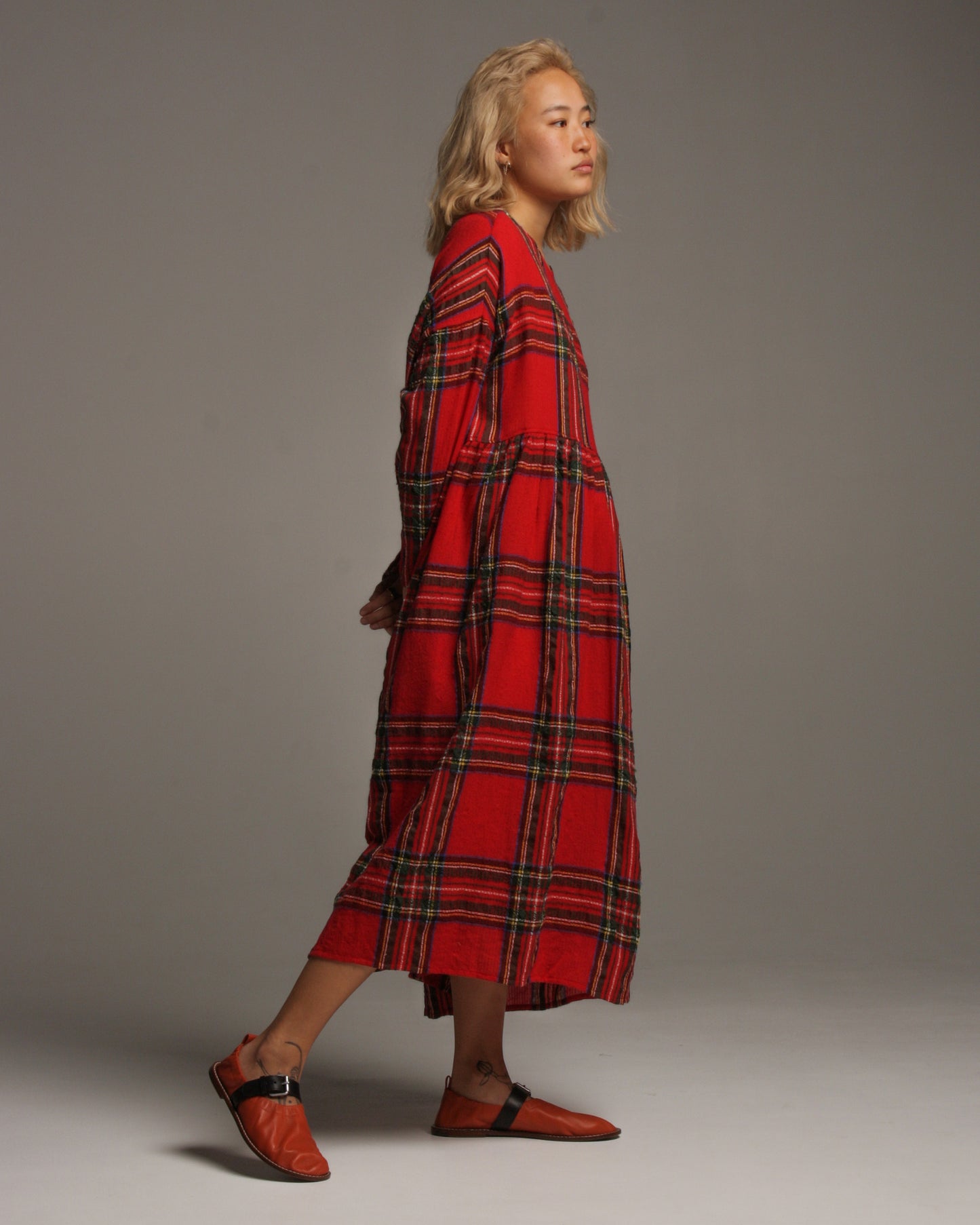 Red Tartan Wool Dress