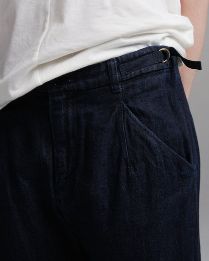 Indigo Cotton Linen Denim Pants