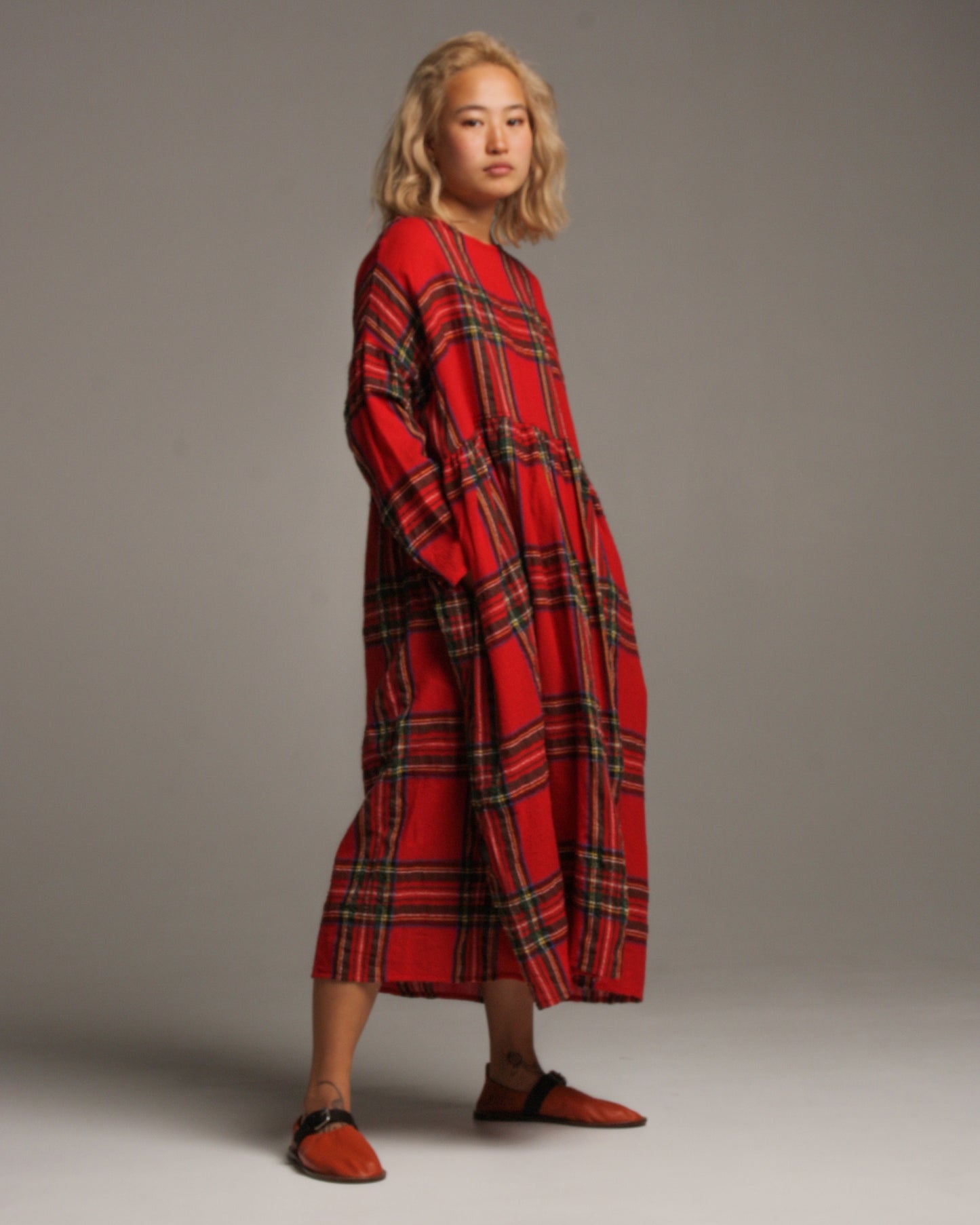 Red Tartan Wool Dress