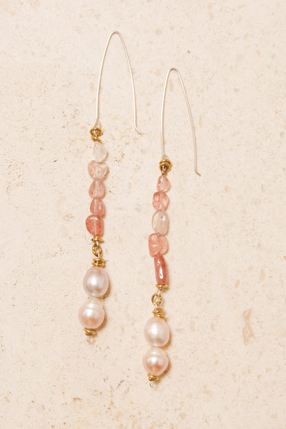 Pink Quartz Pearl Earrings