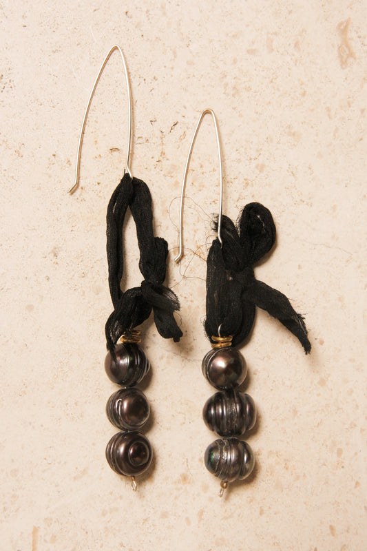 Silk and Pearl Earrings