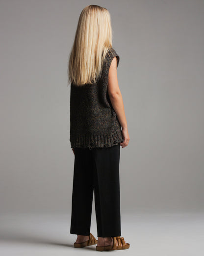 Dark Fleck V-neck Vest