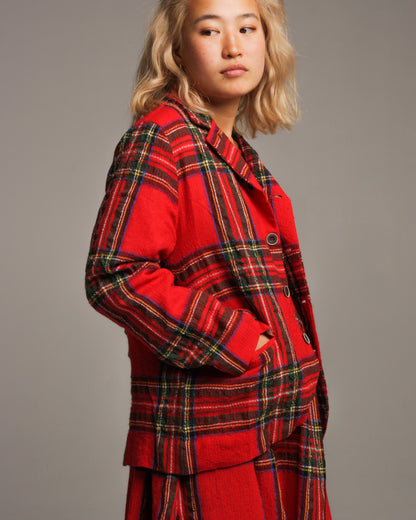 Red Tartan Wool Jacket